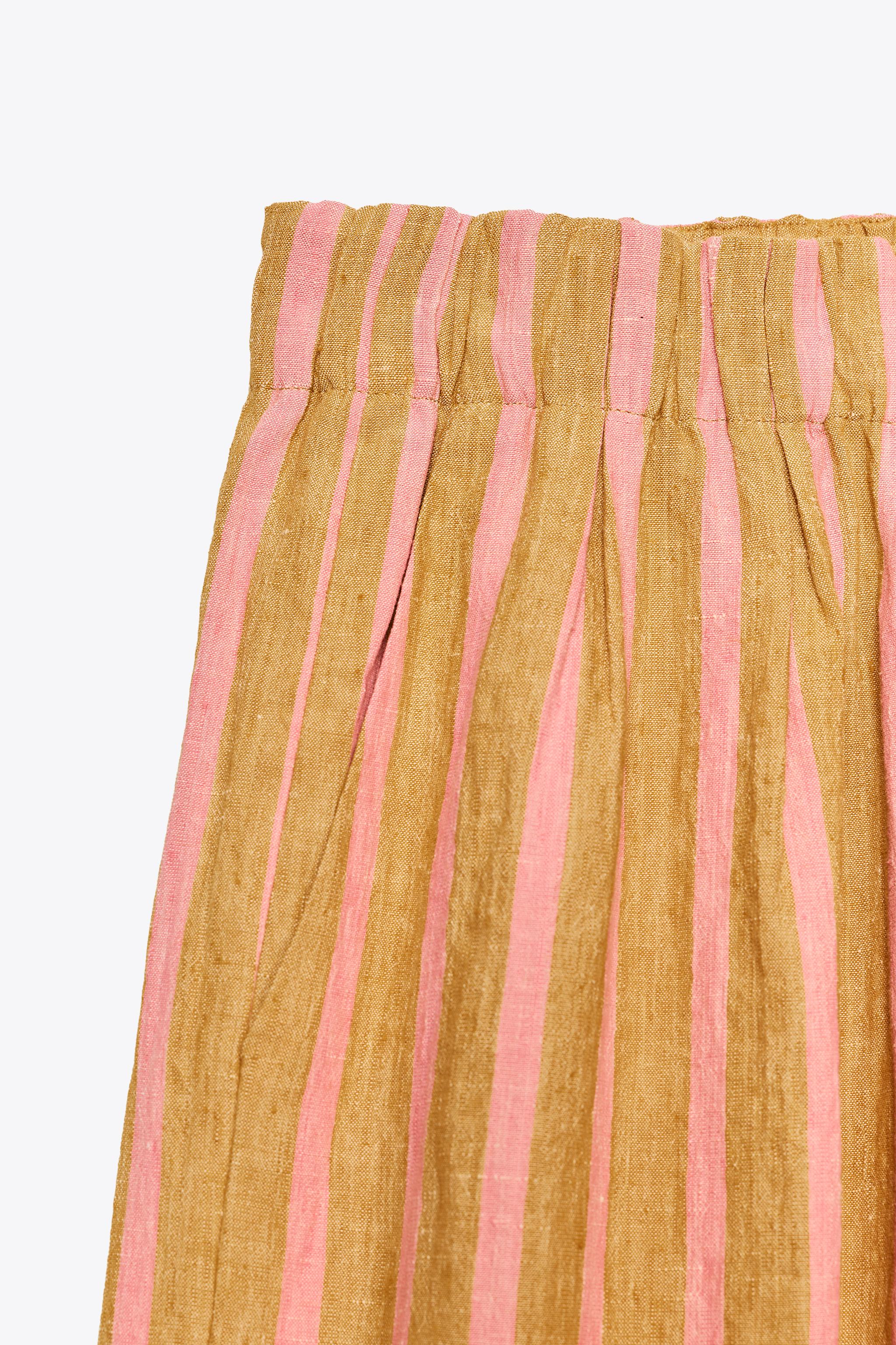 STRIPED LINEN BLEND PANTS ZW COLLECTION